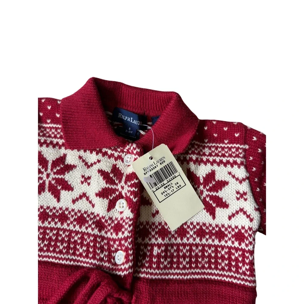 Ralph Lauren Baby‎ Fair Isle Footed Coverall Romper New Red 3-6M